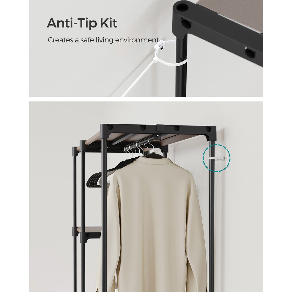 Freestanding Closet Organizer | Hanging Rods With Fabric Shelves