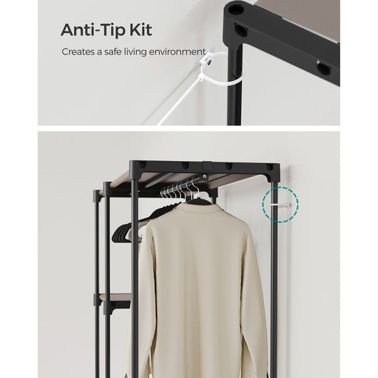 Freestanding Closet Organizer | Hanging Rods With Fabric Shelves