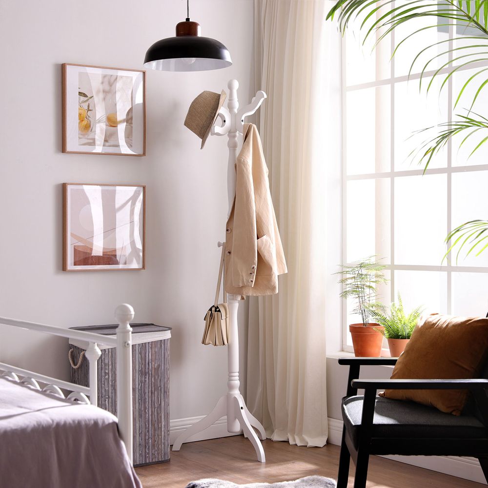 Wood Coat Rack | Freestanding 11-Hook Entryway Stand