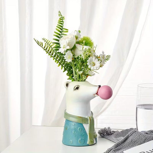Zebra Bust Sculptural Vase | Animal Head Flower Holder