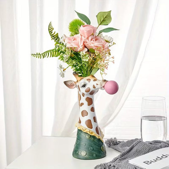 Zebra Bust Sculptural Vase | Animal Head Flower Holder