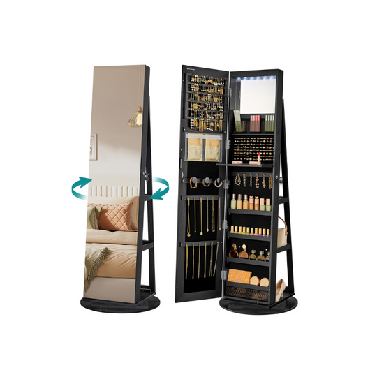 Lockable Jewelry Armoire | Full Length Mirror With Interior Lighting