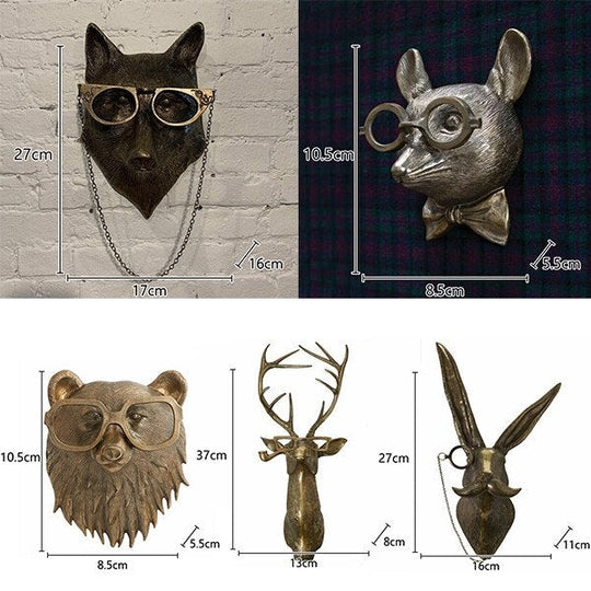 Novelty Animal Head Wall Decor | Deer With Glasses Sculpture