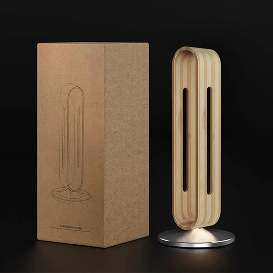 Wood Headphone Stand | Metal Base Desk Organizer