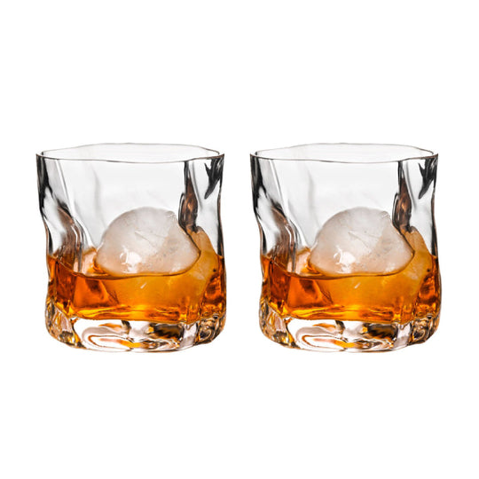 Textured Whiskey Glasses | Two-Piece Cocktail Glass Set