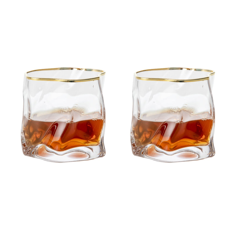 Textured Whiskey Glasses | Two-Piece Cocktail Glass Set