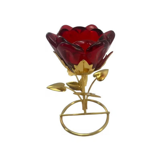 Rose Flower Candle Holder | Metal Stem Tealight Stand