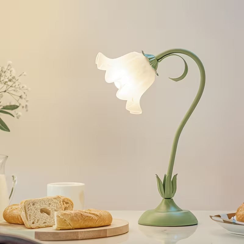 Bell Flower Table Lamp | Curved Stem Accent Light