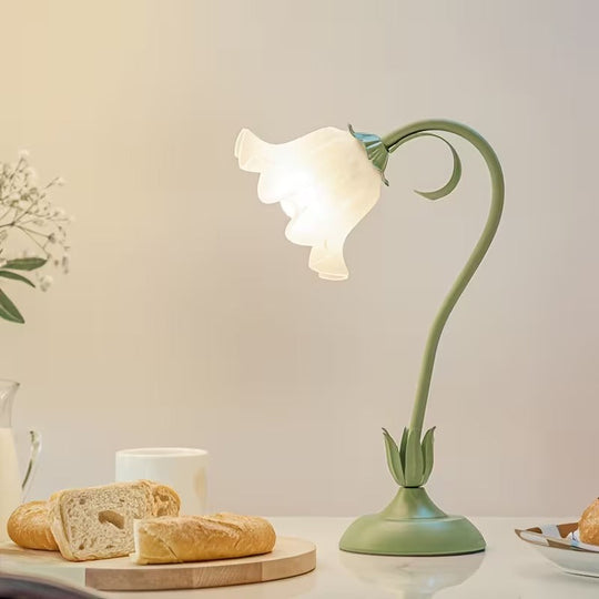 Bell Flower Table Lamp | Curved Stem Accent Light