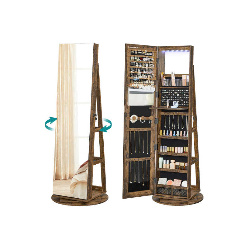 Lockable Jewelry Armoire | Full Length Mirror With Interior Lighting