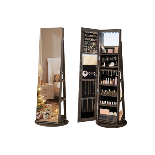 Lockable Jewelry Armoire | Full Length Mirror With Interior Lighting