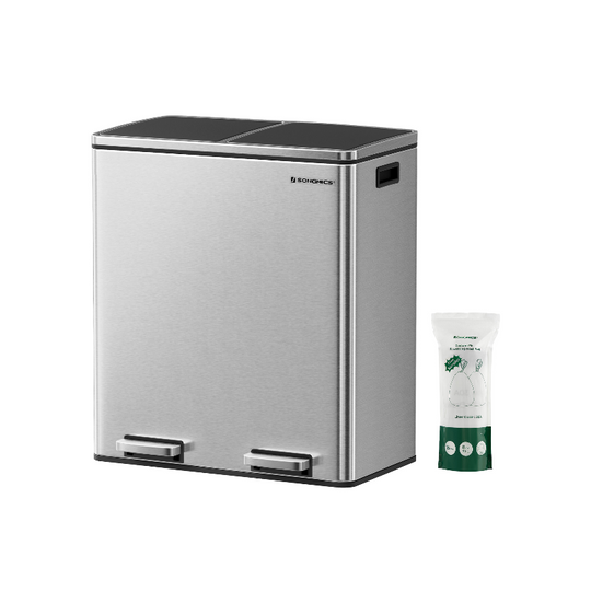 Dual Compartment Step Trash Can | Recycling Bin For Kitchens