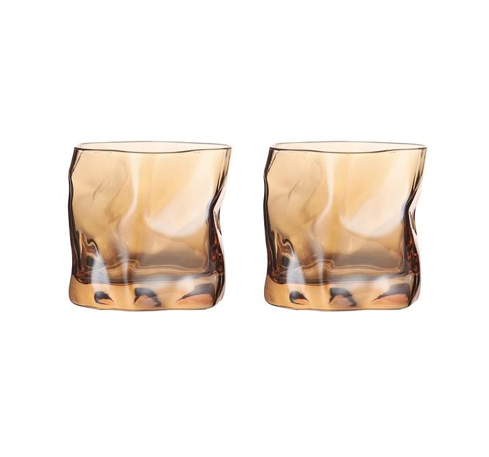 Textured Whiskey Glasses | Two-Piece Cocktail Glass Set