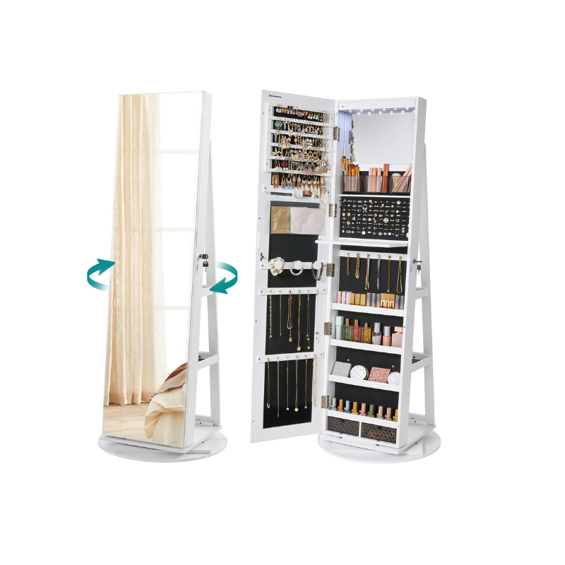 Lockable Jewelry Armoire | Full Length Mirror With Interior Lighting