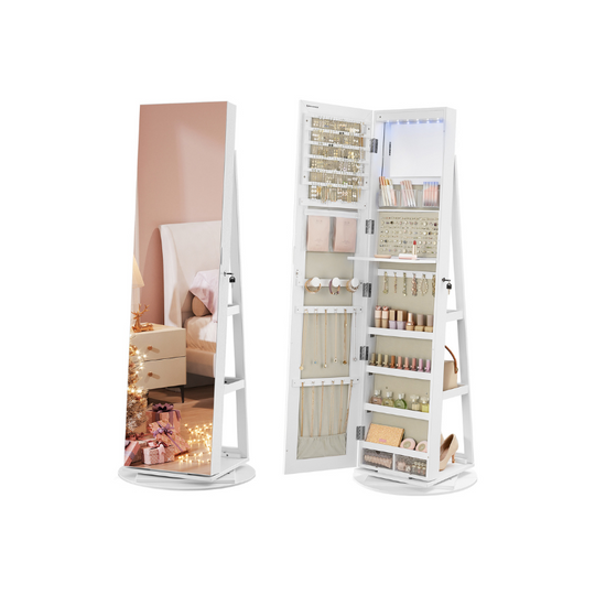 Lockable Jewelry Armoire | Full Length Mirror With Interior Lighting
